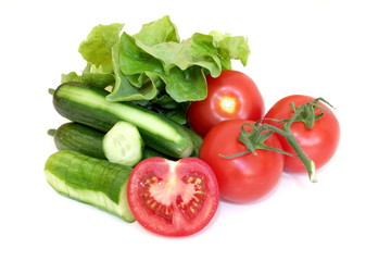 Fototapeta na wymiar Marul, domates ve salatalık