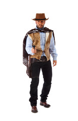 Gunman in the old wild west on white background