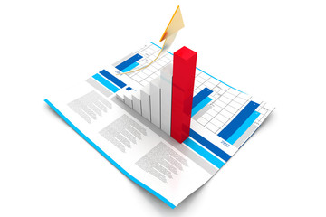 3d business growth graph.