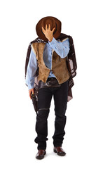 Gunman in the old wild west on white background