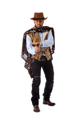 Gunman in the old wild west on white background