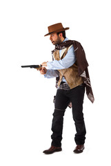 Naklejka premium Gunman in the old wild west on white background