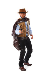 Gunman in the old wild west on white background