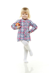 Small child with apple.