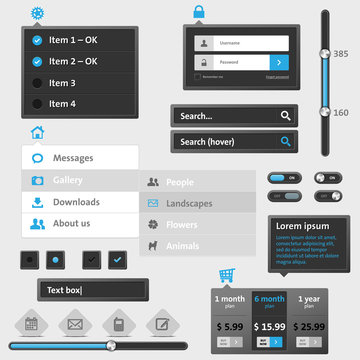Set of modern web menu and elements