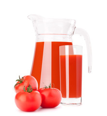 Tomato vegetable juice in glass jug