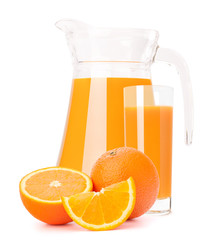 Orange fruit juice in glass jug