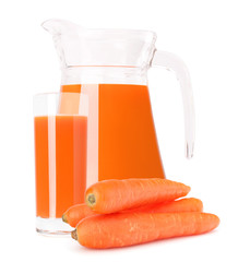 Carrot vegetable juice in glass jug