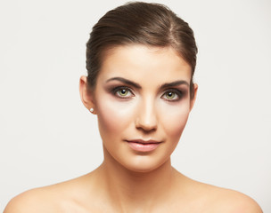 Close up portrait of beautiful young woman face.
