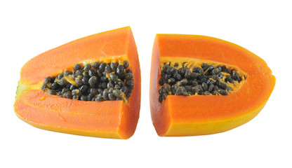 Papaya on white background