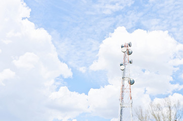Obraz premium Cloudy Stormy sky wth commication tower