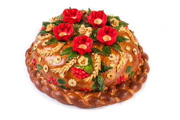 Obraz na płótnie Canvas Ukrainian festive bakery Holiday Bread on white