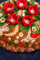 Ukrainian festive bakery Holiday Bread on black