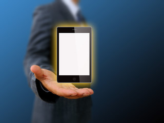 businessman holding mobile phone