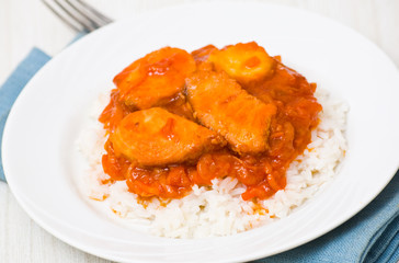 fish with vegetables and rice