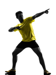 Fototapeta na wymiar young man sprinter runner running silhouette