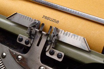 Resume on typewriter