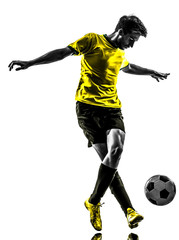 Obraz premium brazilian soccer football player young man dribbling silhouette