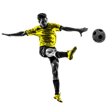 recommend clip art: brazilian soccer football player young man kicking silhouette