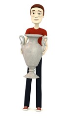 3d render of cartoon character with vase