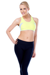 Fitness blond girl smiling