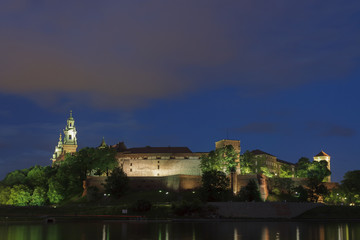 Fototapeta na wymiar Poland, Krakow, Wawel Royal Castle Lit-up