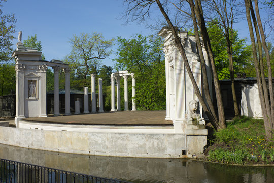 Roman inspired theater of Lazienki Palace in Warsaw, Poland