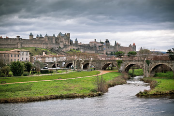 View of Carcassonne in Languedoc-Rosellon (France)