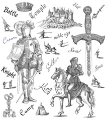 Fototapeta na wymiar Old knight illustration