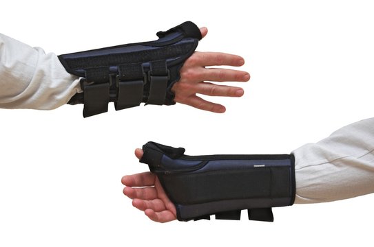 Wrist and Thumb Brace / Splint (front + back views)