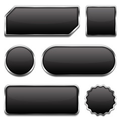Black buttons with metallic frames