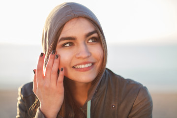 beautiful young girl is smiling