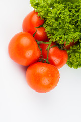 tomato and lettuce isolated