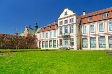 Fototapeta na wymiar Summer scenery of Abbots Palace in Gdansk Oliwa, Poland