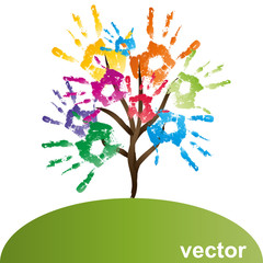 A tree made of hand prints