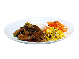 hühnchen teriyaki mit reis und gemüse