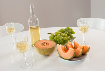 White wine with fruits