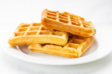 Three waffles isolated