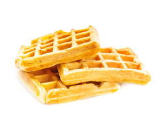 Three waffles isolated