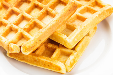 Three waffles isolated