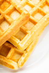 Three waffles isolated