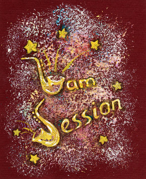 Hand Drawn Illustration with Jam Session Text