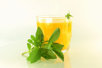 stevia and juice in whitebackground