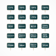 Vector blackboard price tags