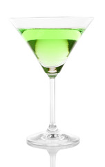 Green cocktail isolated on white