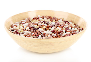 Beans in bowl isolated on white