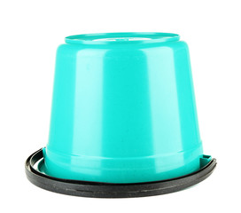 Color  plastic bucket isolated on white
