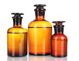 Medicine bottles isolated on white