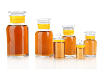 Medicine bottles isolated on white