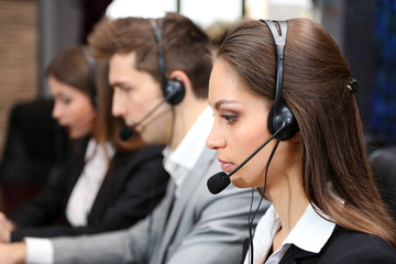 Call center operators at work.